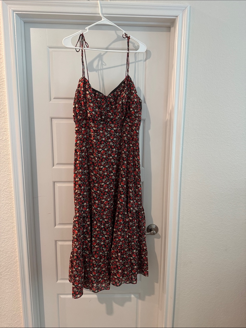 Showpo Red Floral Tie-Strap Midi Dress